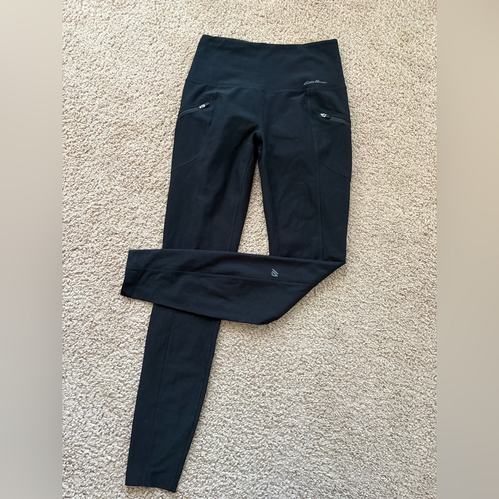 Eddie Bauer Black High Waisted Activewear Leggings with Zipper Pockets XS